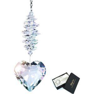 45mm Clear Glass Heart Crystal Ball Prism Pendant, Suncatcher